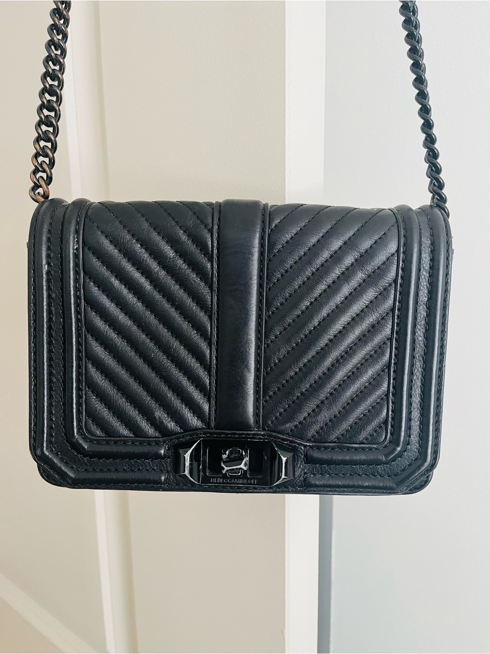Rebecca Minkoff Black Quilted Chevron Leather Crossbody